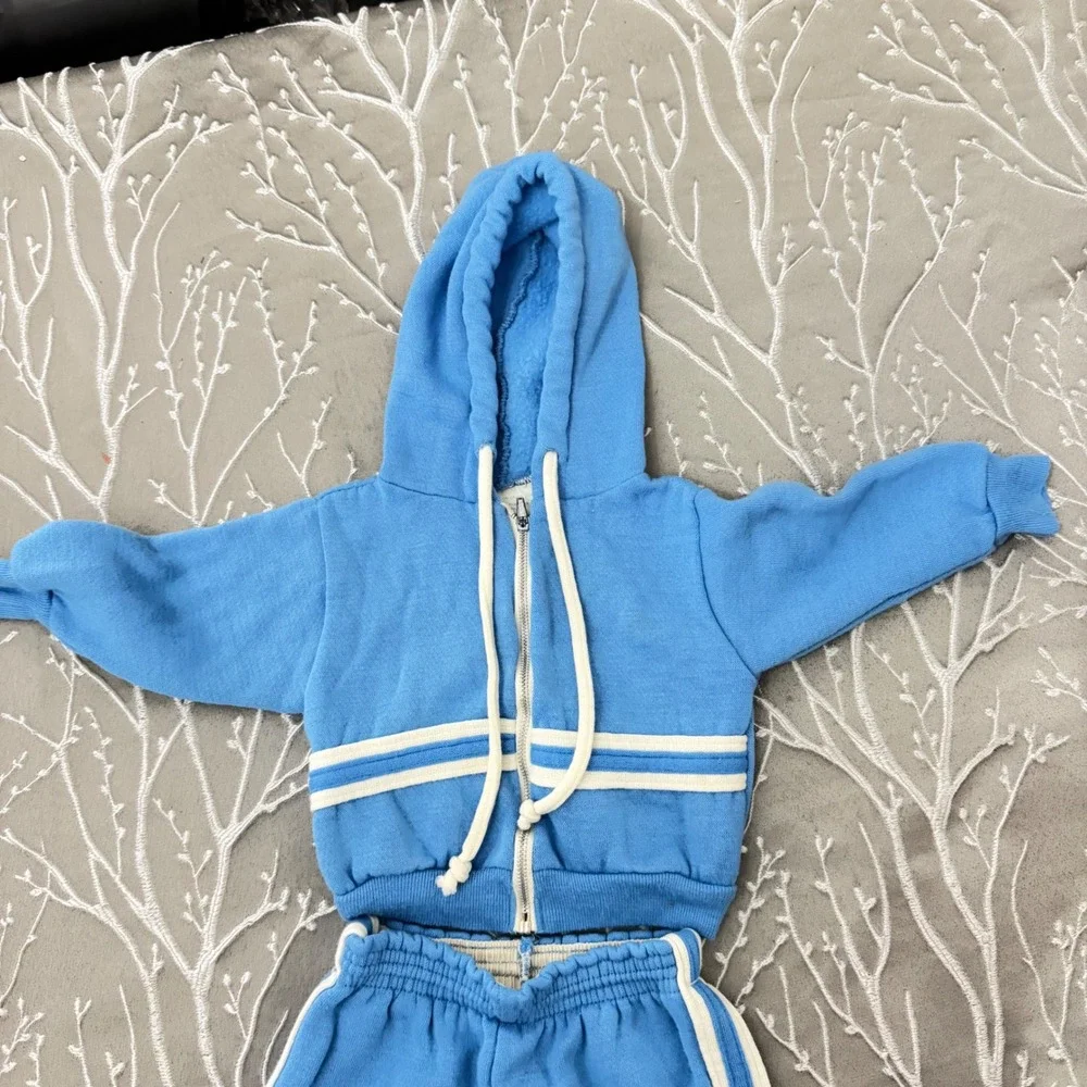 Vintage ShirTees Blue Acrilan Tracksuit Set 9 Mnths Made in USA Zip Hoodie Pants